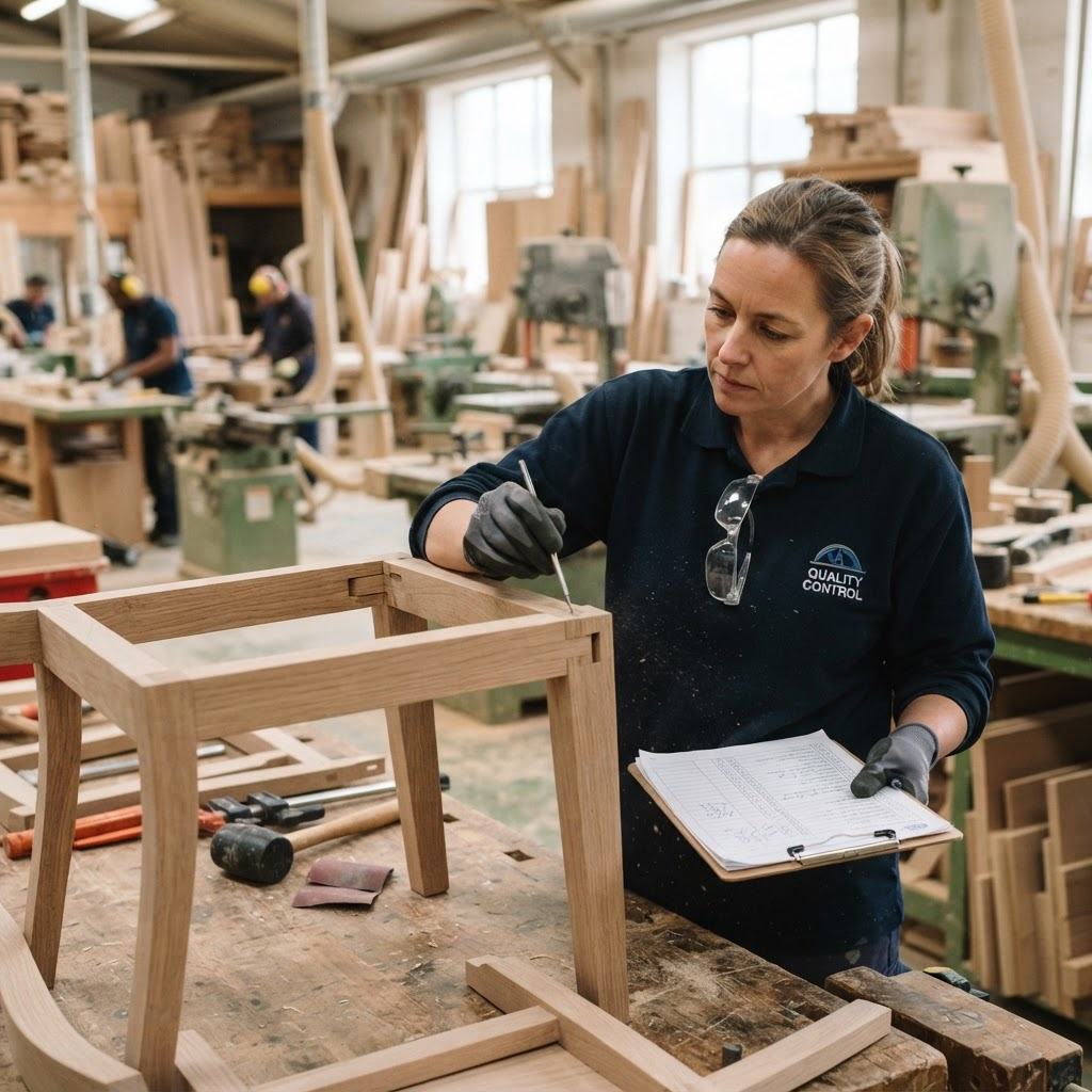 Quality control inspection at Dolvax Morkin chair factory